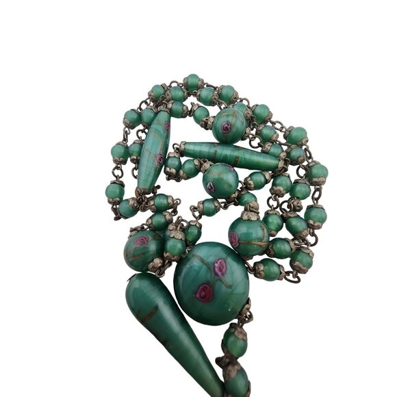 Antique Glass and Wedding Cake Bead Sautoir Necklace (A3395) - Picture 3 of 5